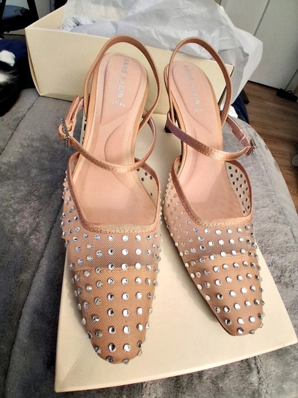 Anne Klein Thia Rhinestone Mesh Slingback Pump in Pink